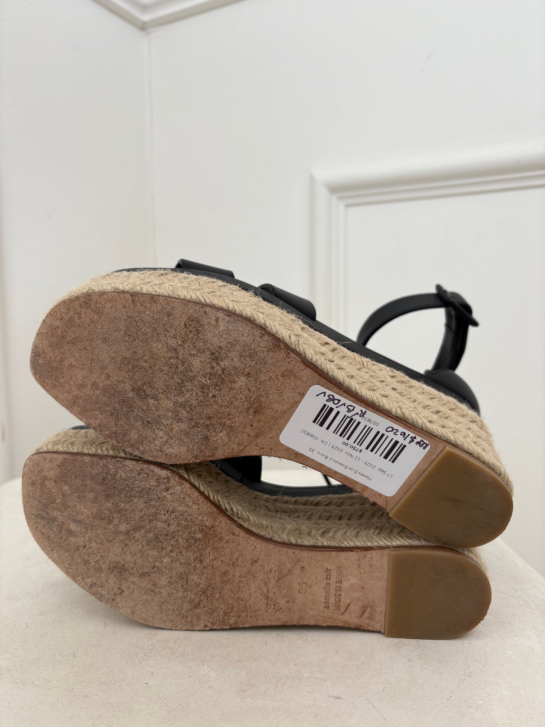 Hermès Elda Espadrille Black, 35