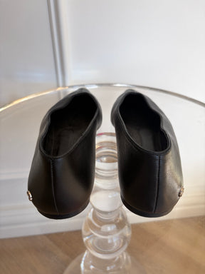 Anine Bing Black Leather Pointed Flats, 38