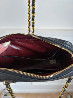 Chanel Navy Quilted Lambskin Leather Shoulder Camera Bag