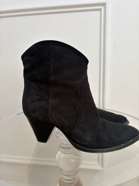 Isabel Marant Black Suede Ankle Boots, 37