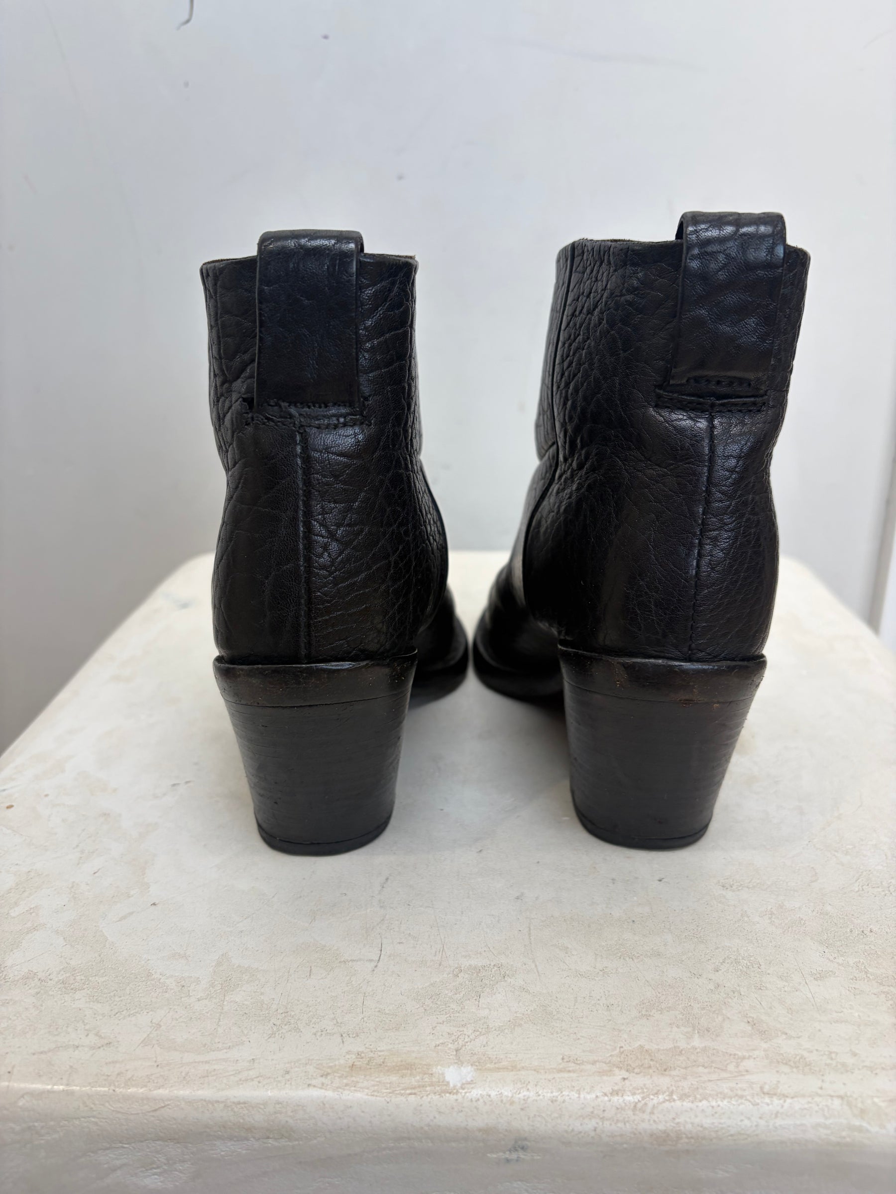 Acne Studios Black Leather Ankle Boots, 36