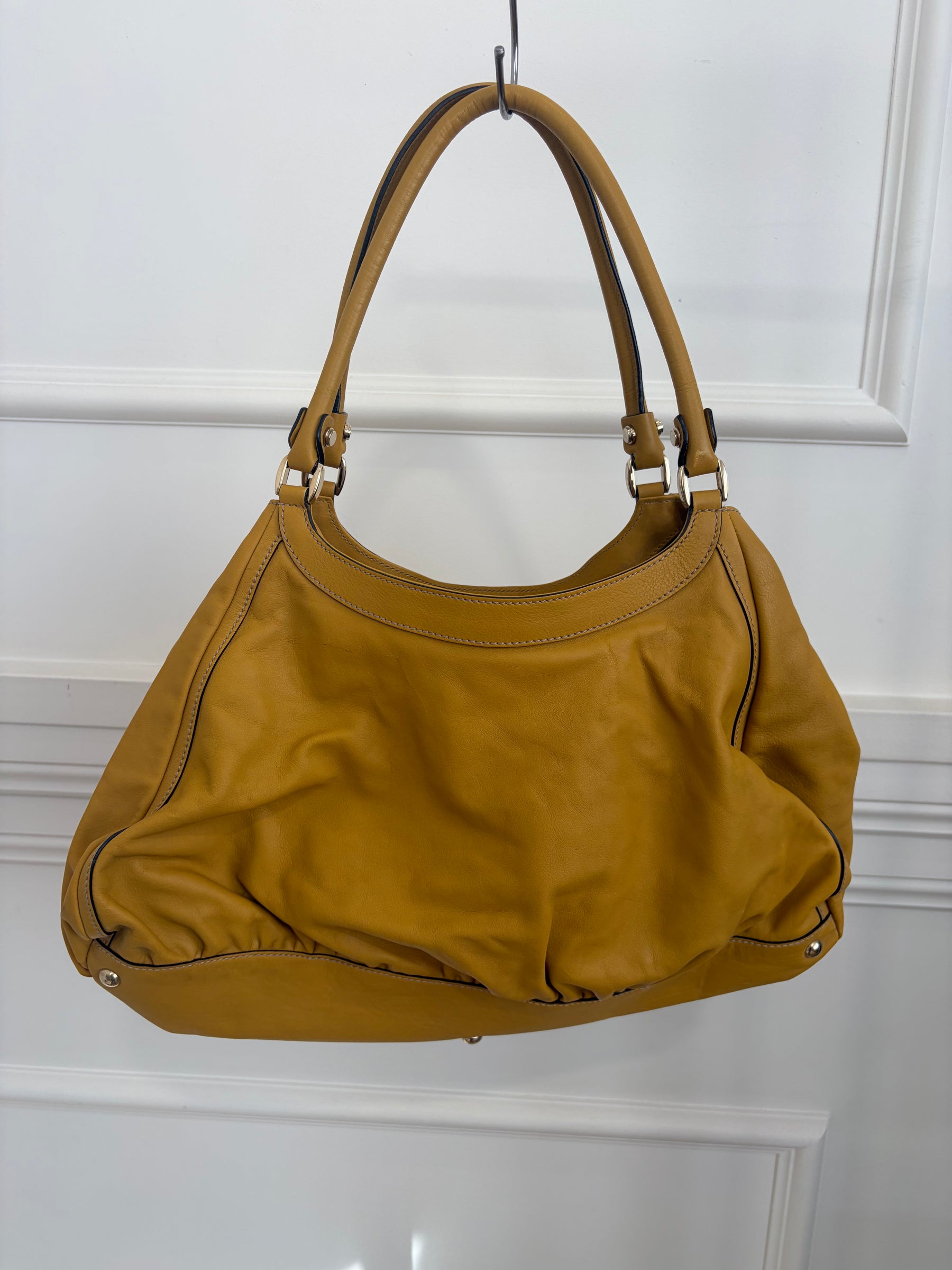 Gucci Mustard Leather Abbey D-Ring Hobo Bag