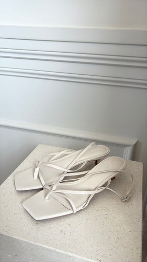 Nelson Made White Strappy Kitten Heel Slingbacks, 37