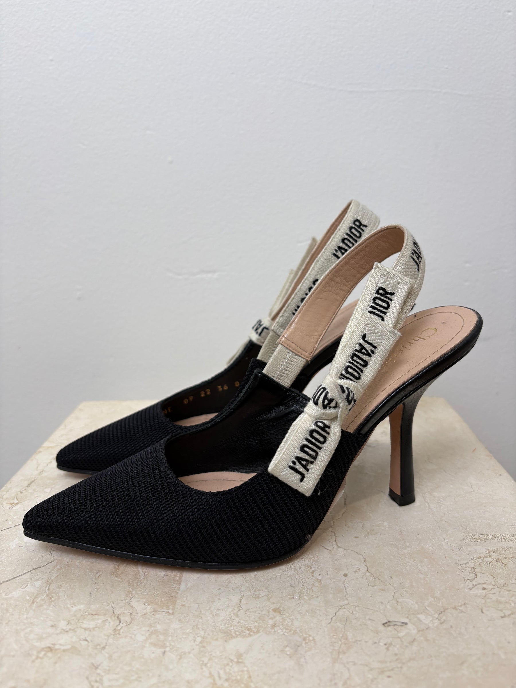 Dior Black Technical J'adior Slingback's, 36