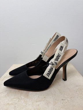 Dior Black Technical J'adior Slingback's, 36