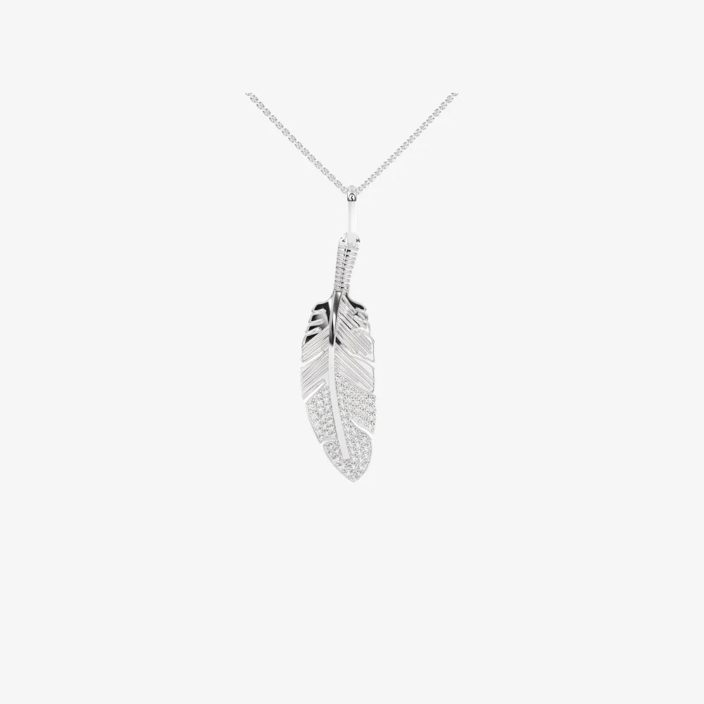 Goldie Paris White Gold and Diamond Feather Pendant