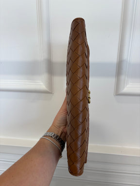 Bottega Veneta Tan Intrecciato Leather Andiamo Clutch