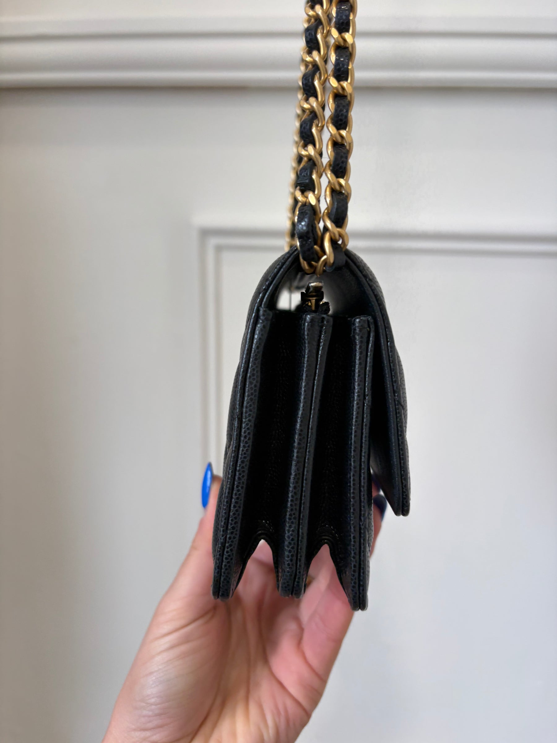 Chanel Black Caviar Leather Wallet on Chain