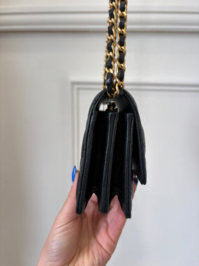Chanel Black Caviar Leather Wallet on Chain