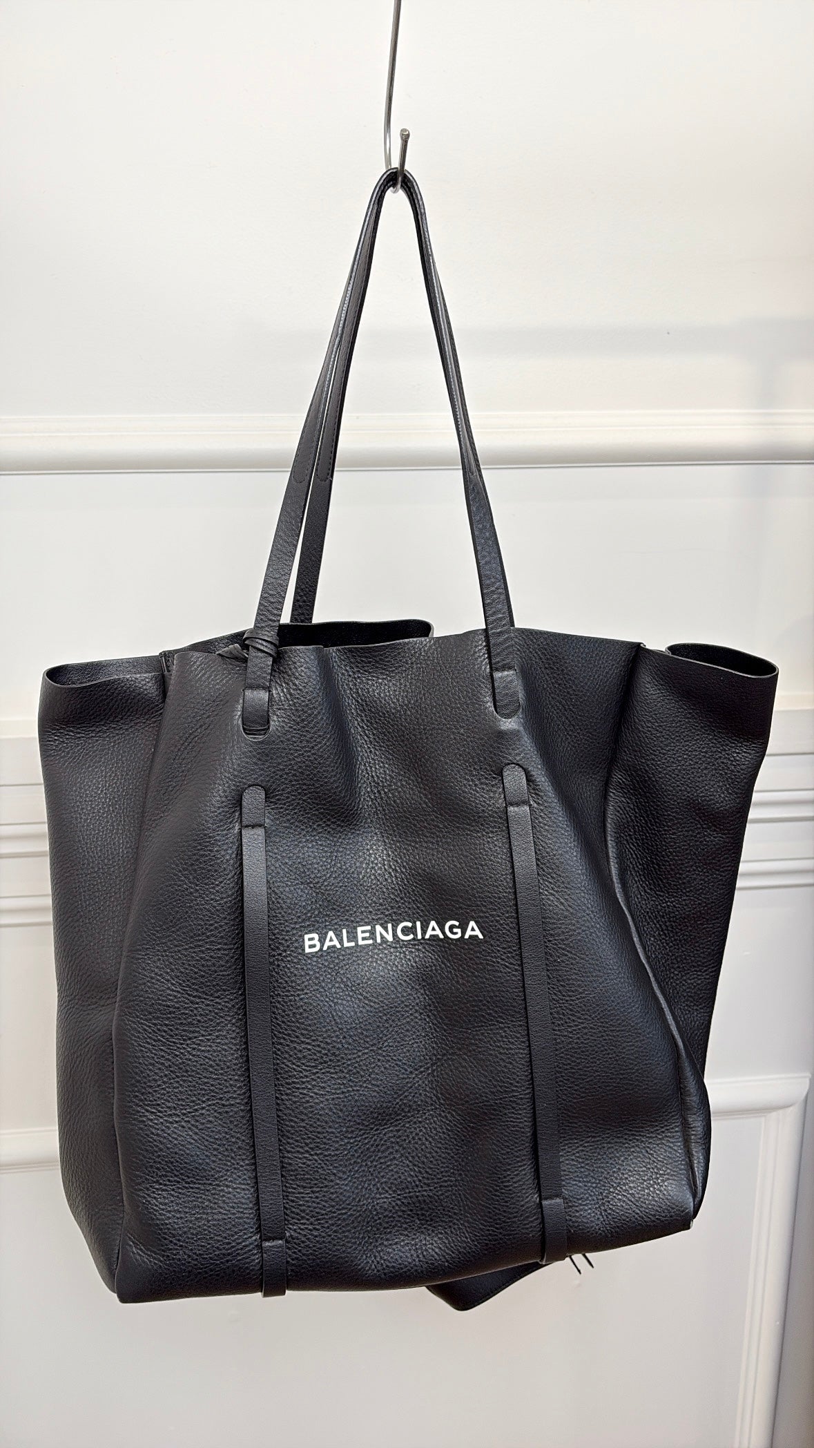 Balenciaga Black Leather Logo Tote