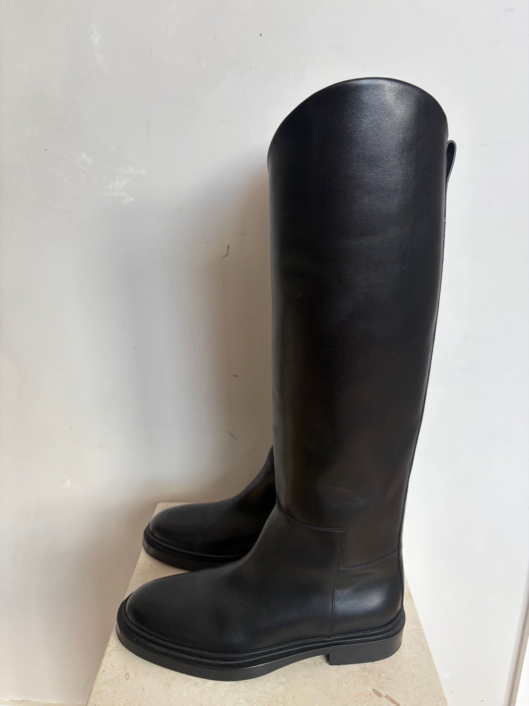Jill Sandler Asymmetric Black Leather Boots, 37.5