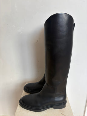 Jill Sandler Asymmetric Black Leather Boots, 37.5