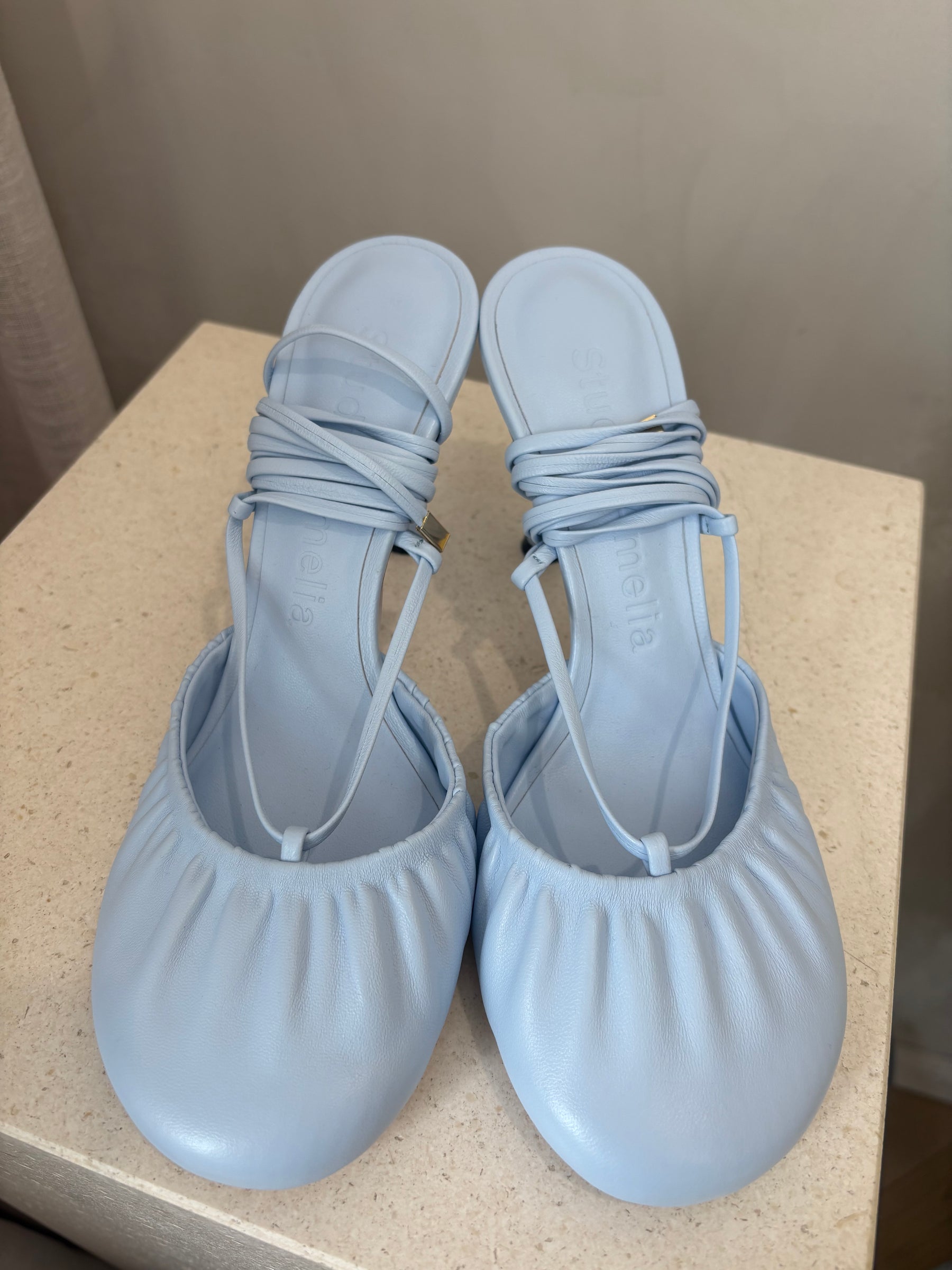 Studio Amelia Pale Blue Lace Up Heel, 37