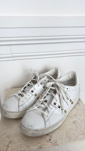 Valentino Gold Garavani Stud White Sneakers, 40.5