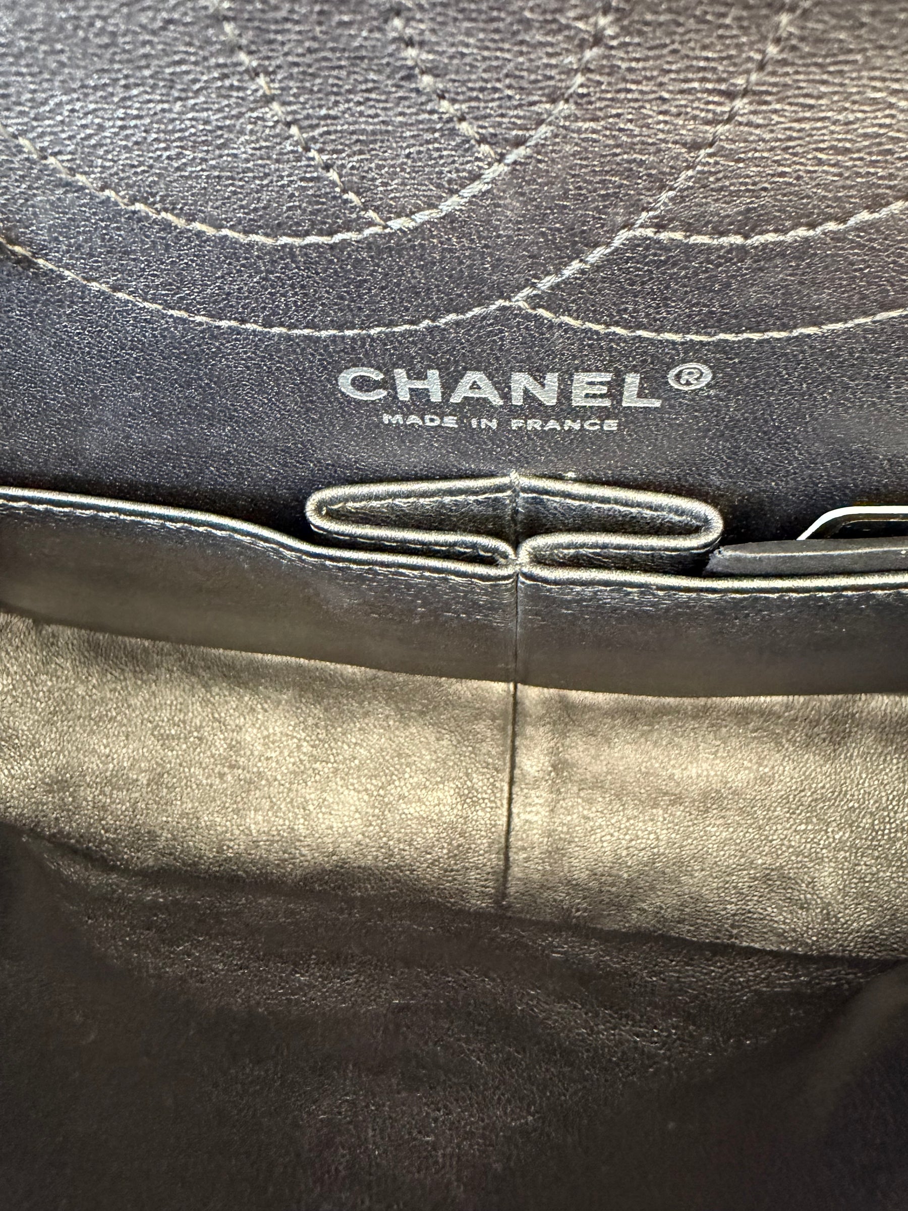 Chanel Pewter Crinkle Leather Reissue 2.55 Flap