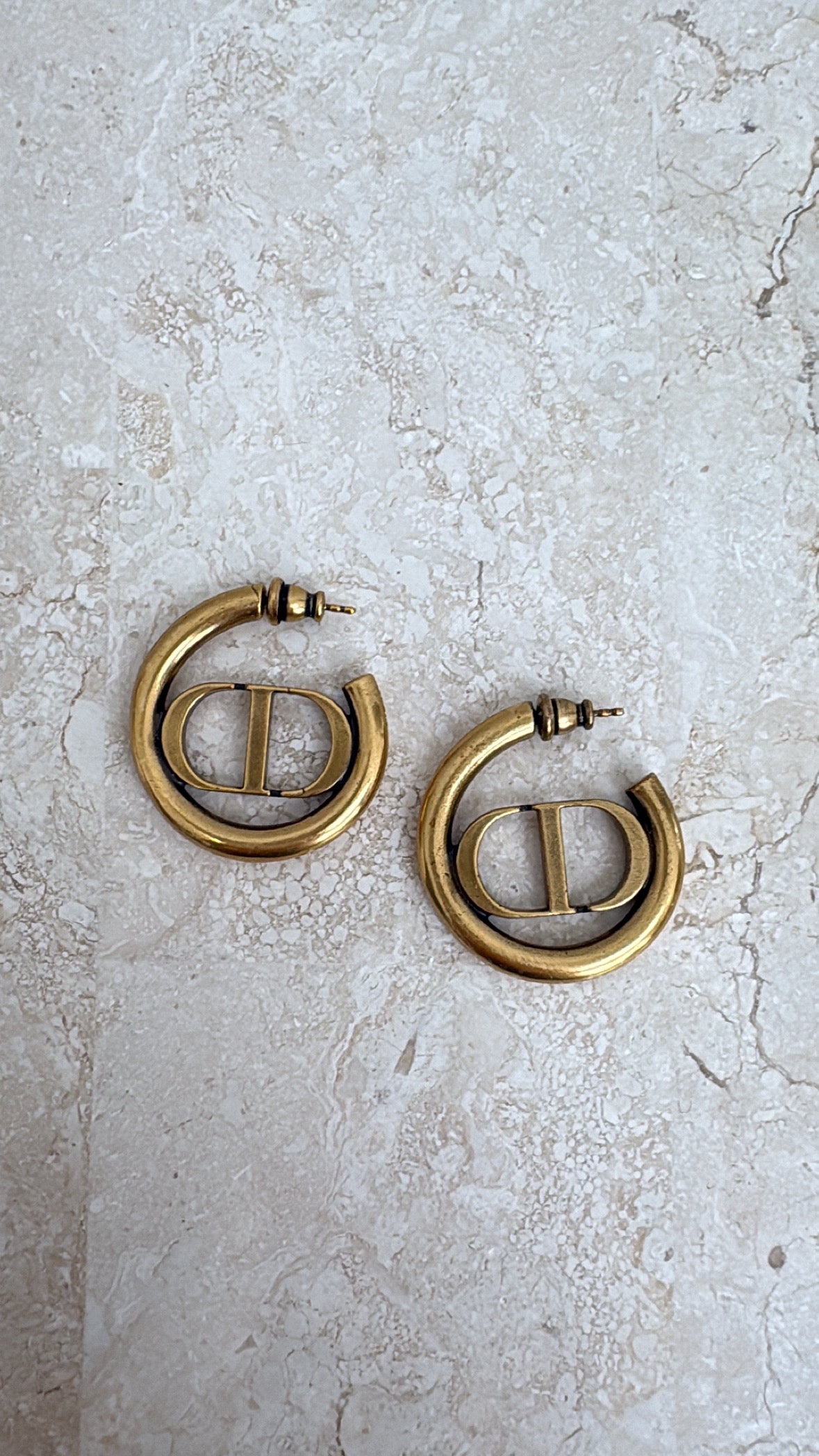 Dior Antique Gold CD Hoops