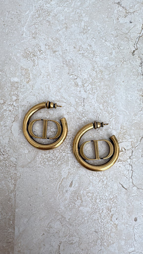 Dior Antique Gold CD Hoops