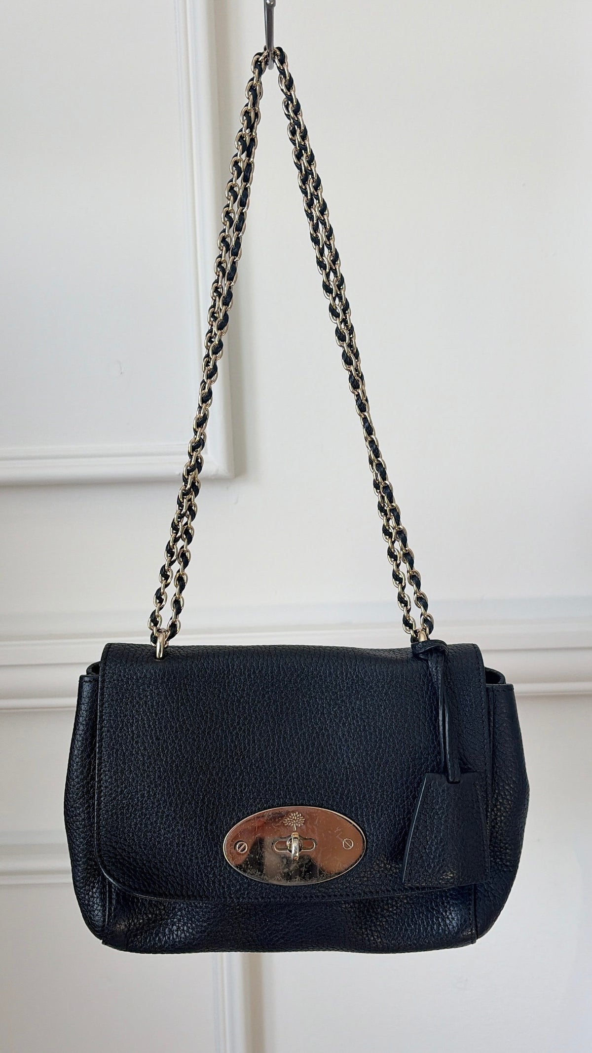 Mulberry Lily Small Black Grained Leather Flap Bag