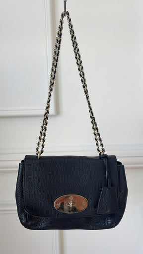 Mulberry Lily Small Black Grained Leather Flap Bag