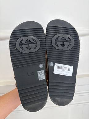 Gucci Monogram Canvas Marmont Dad Sandals, 38.5