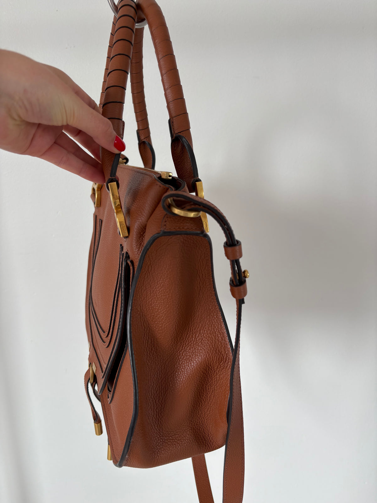 Chloé Tan Leather Medium Marcie Shoulder Bag