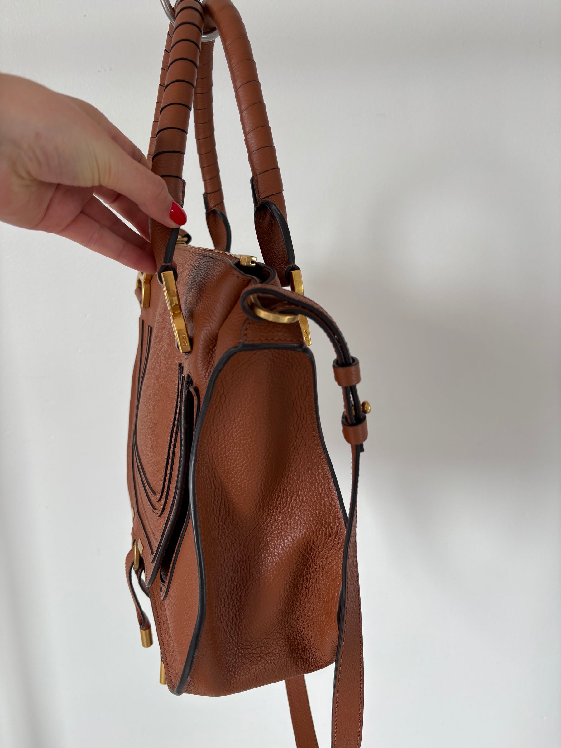 Chloé Tan Leather Medium Marcie Shoulder Bag