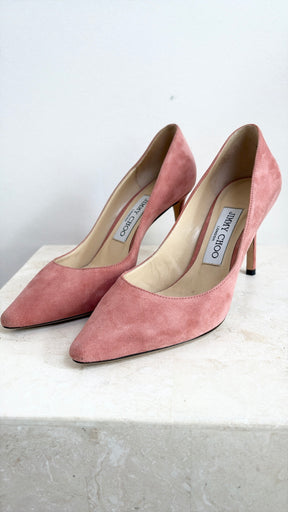 Jimmy Choo Pink Suede Pointed Pump, 36