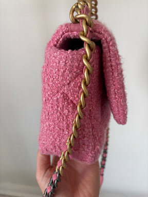 Chanel Pink Tweed Boucle Small 19 Bag