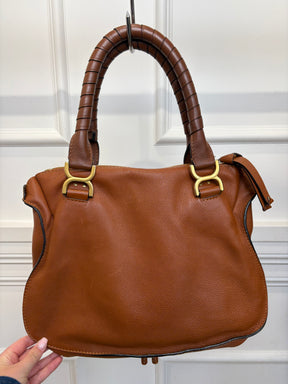 Chloé Tan Grained Leather Marcie Double Carry Bag