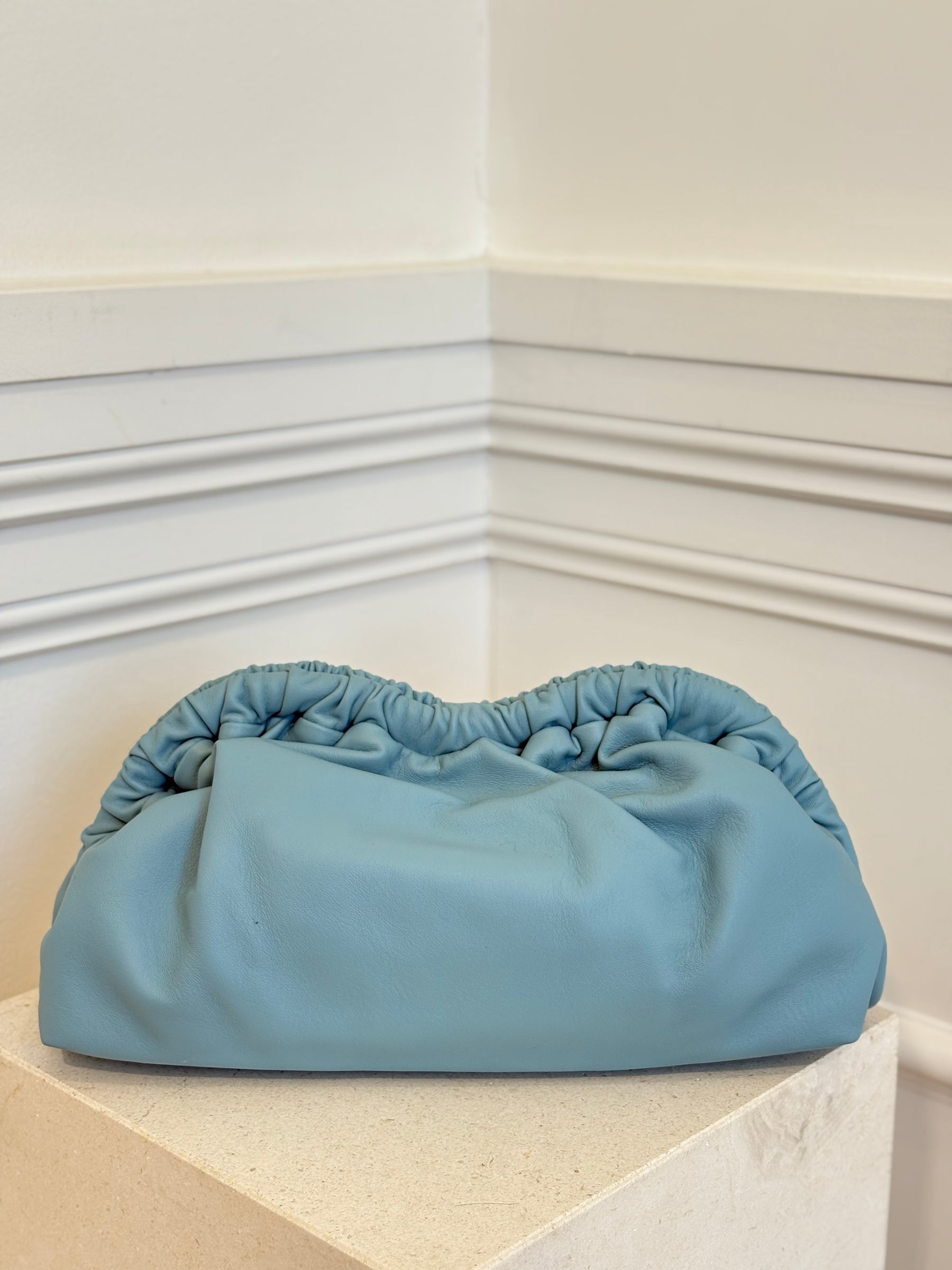 Mansur Gavriel Blue Leather Oversized Cloud Clutch