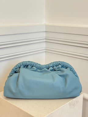 Mansur Gavriel Blue Leather Oversized Cloud Clutch