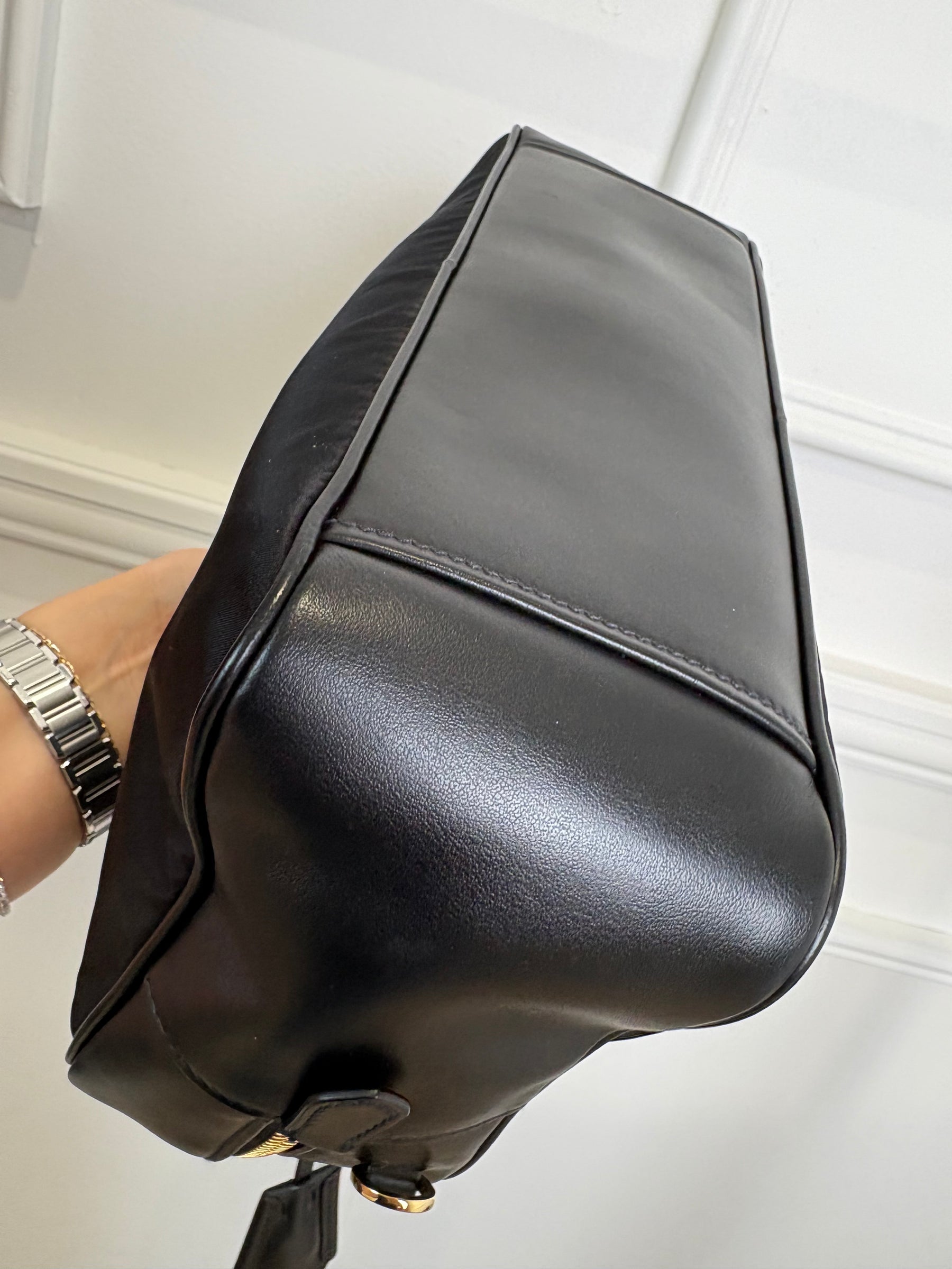 PRADA Nylon Leather Shoulder Bag, M