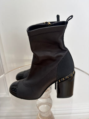 Chanel Uniform Ankle Boot Stretch Black Leather, 39C