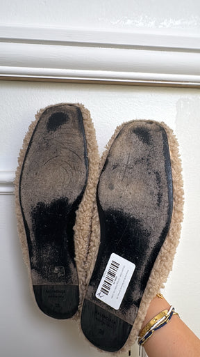Balenciaga Blush Shearling Slippers, 39