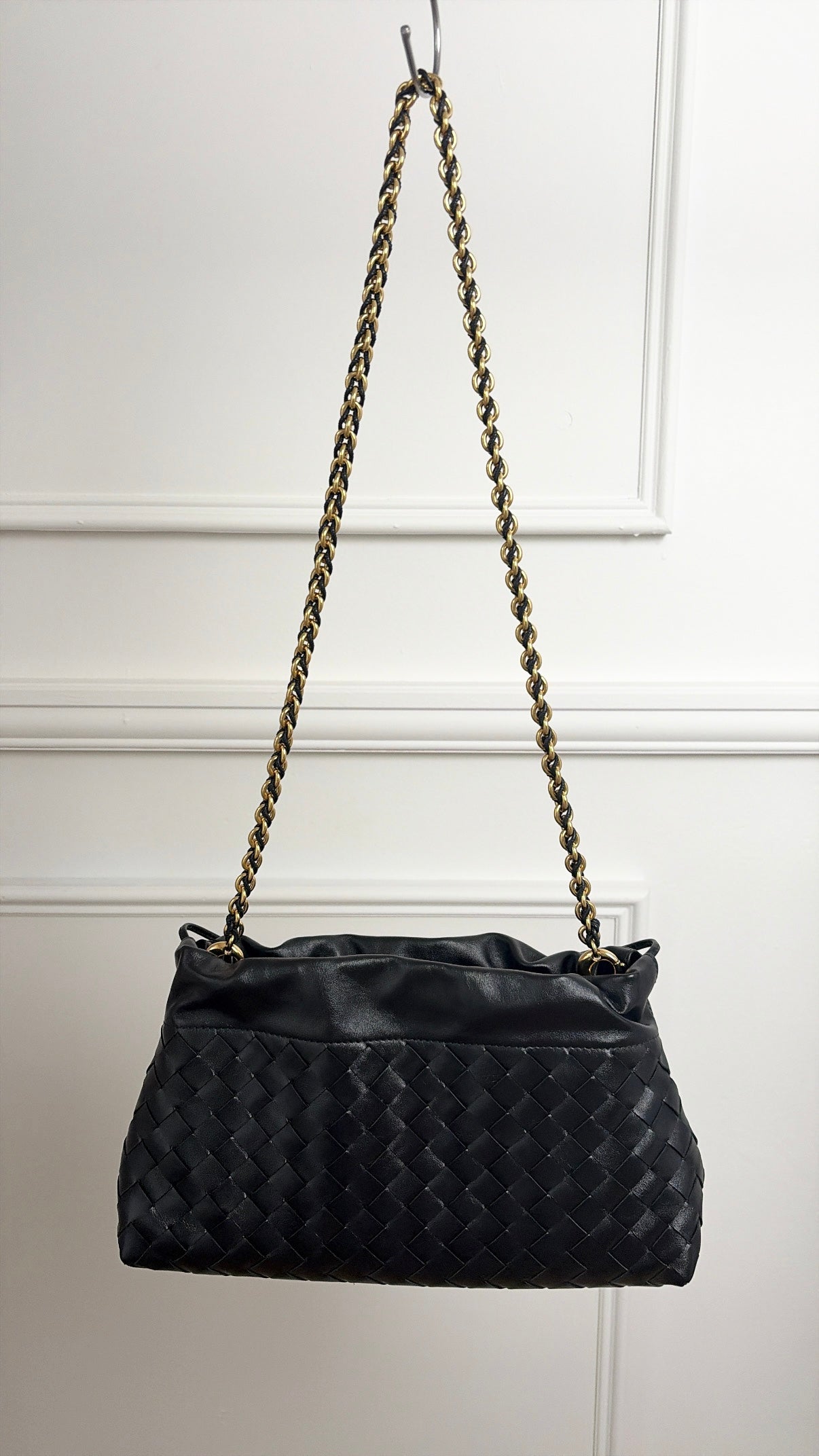Bottega Veneta Black Intrecciato Leather 'Dustbag Notte' Bag