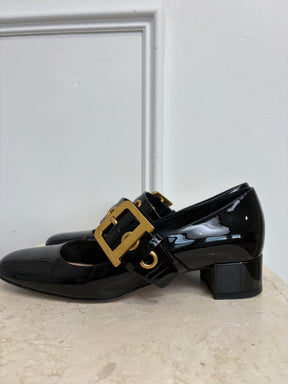 Dior Black Patent Leather Logo Heeled Mary Jane