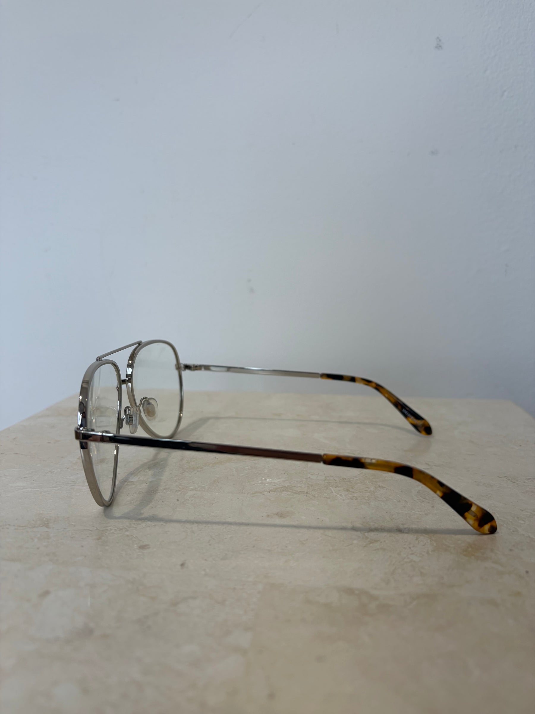Ellery Silver Aviator Clear Lens Glasses