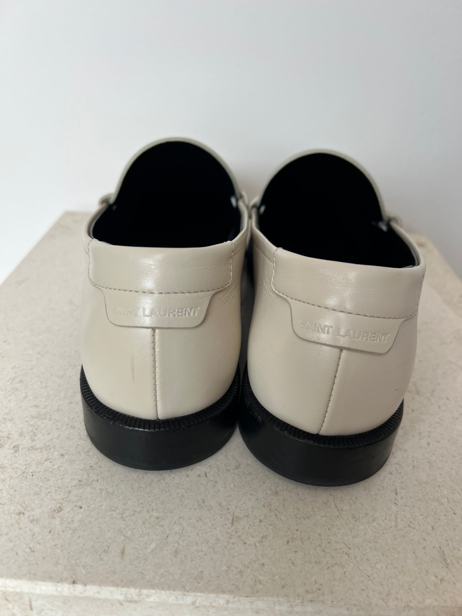Saint Laurent Cream Leather Le Loafer, 38.5