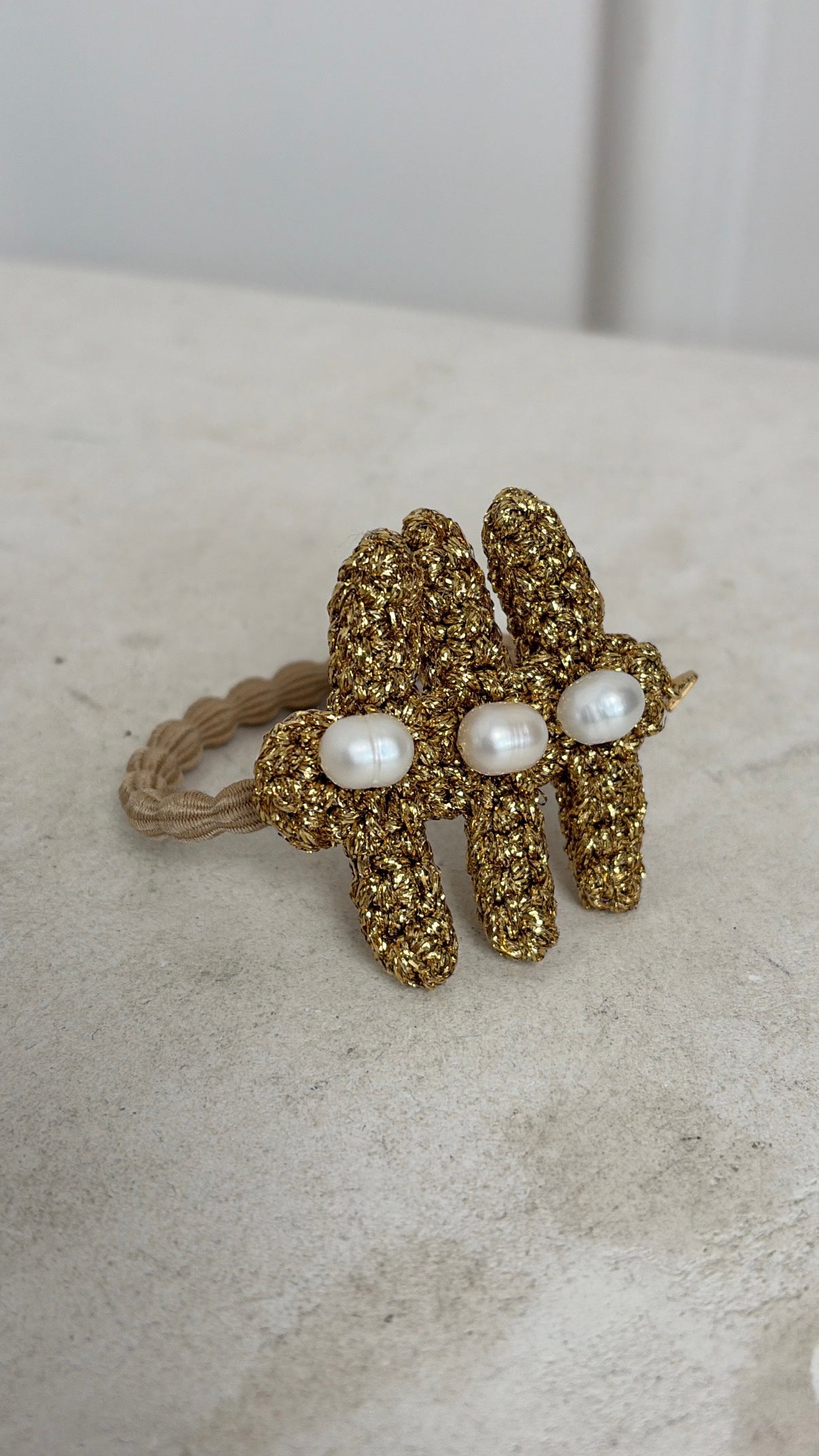 Lucy Folk Crochet Gold Hair Tie