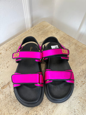 Dior Hot Pink Satin Dioract Sandals, 38