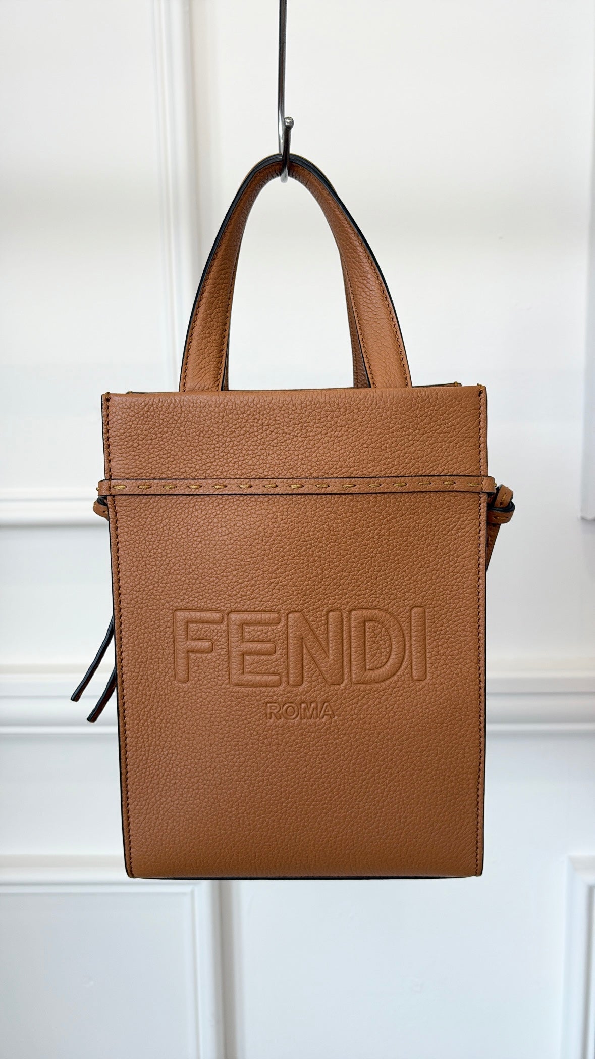 Fendi Tan Leather Go To Mini Shopper Tote
