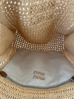 Miu Miu Raffia Logo Tote
