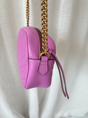 Gucci Mauve Quilted Leather Marmont Small Camera Bag