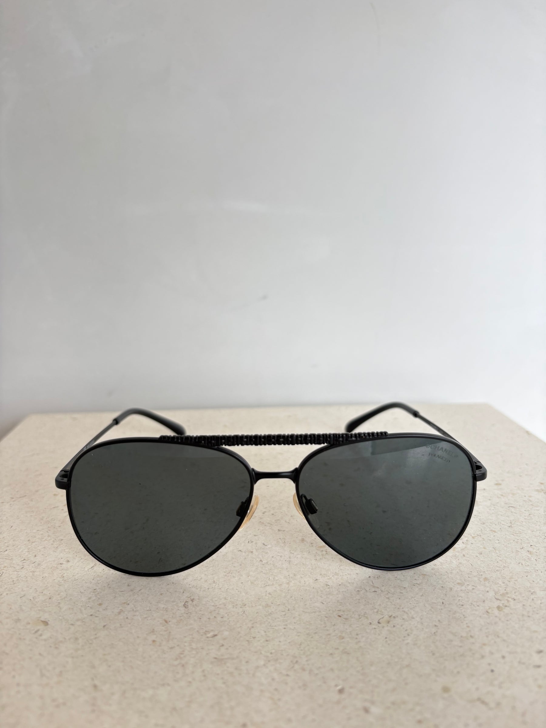 Chanel Black Aviator Sunglasses