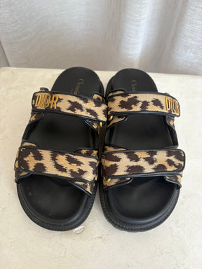 Dior Dioract Mizza Leopard Print Sandals, 36.5