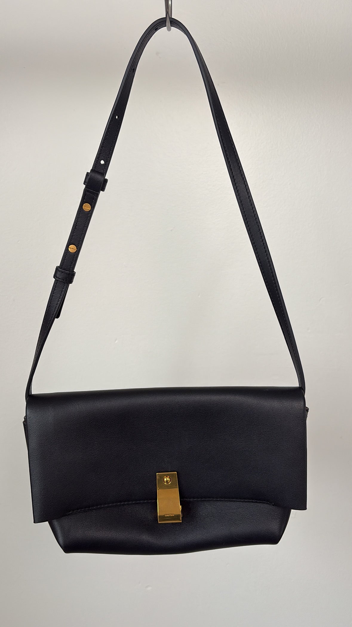 Oroton Black Leather Shoulder Bag