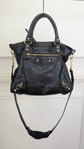 Balenciaga Velo Bag Black With Gold Tone HW