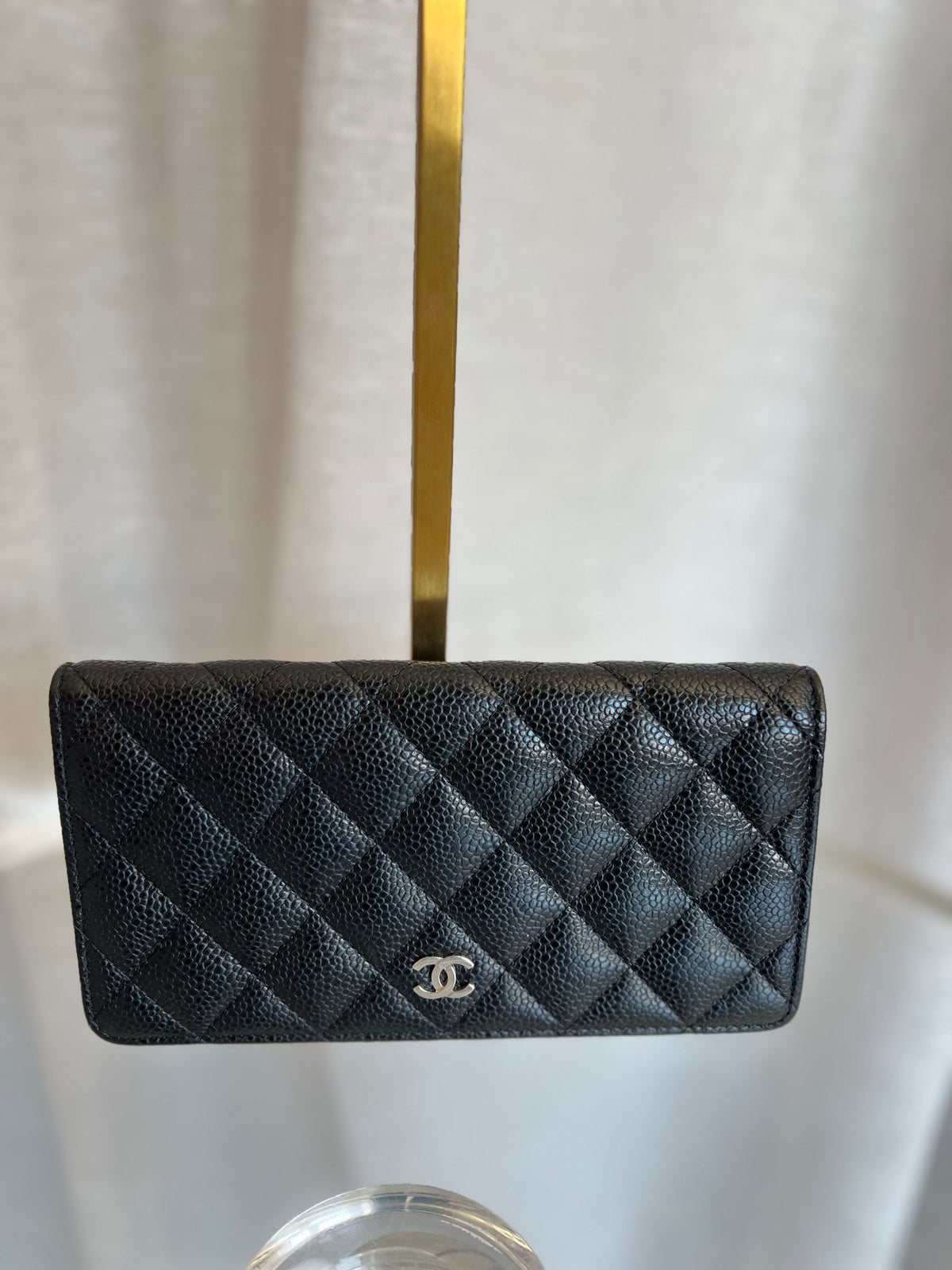 Chanel Black Caviar Leather Long Flap Wallet