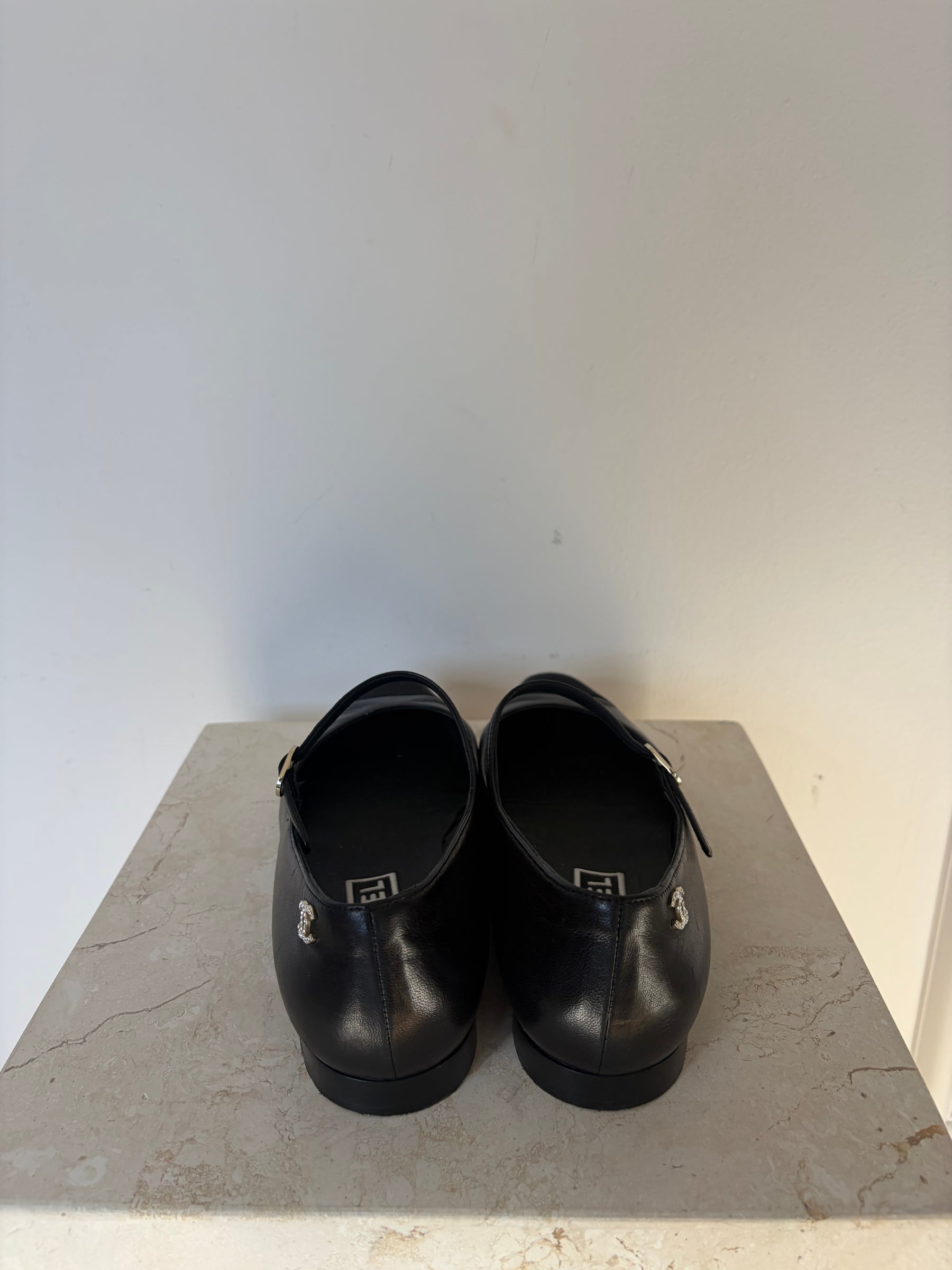 Chanel Black Leather Mary Jane Flats, 40 C