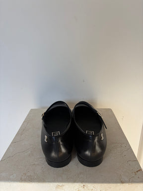 Chanel Black Leather Mary Jane Flats, 40 C